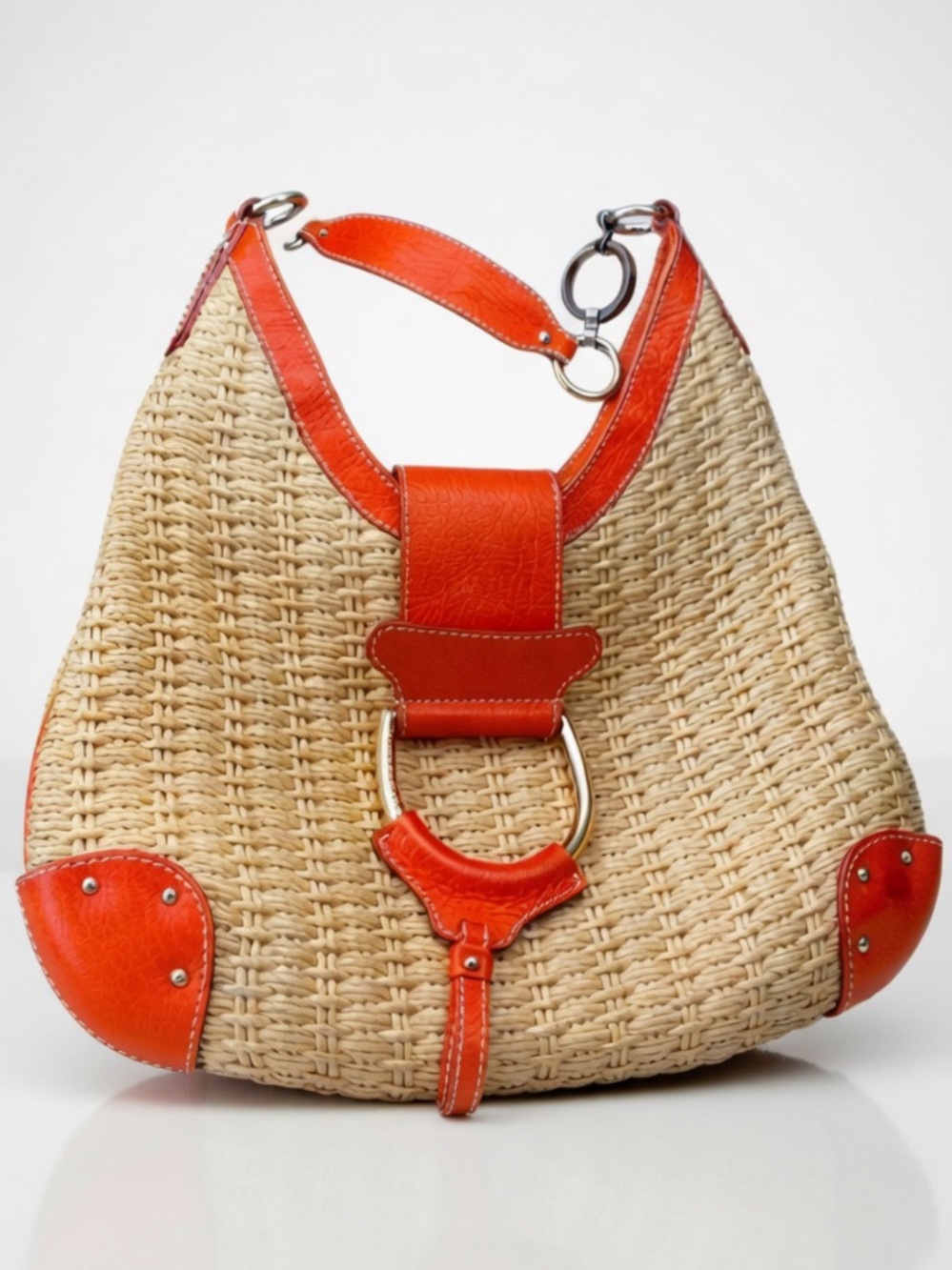 Dolce & Gabbana Straw Hobo with Orange Leather Trim - Picture 5 of 13